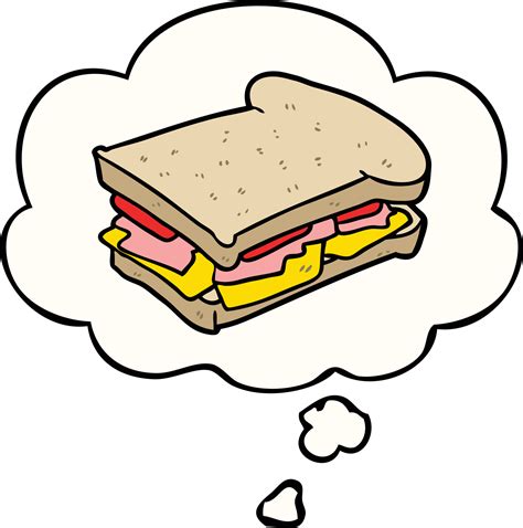 cartoon ham sandwich and thought bubble 9942946 Vector Art at Vecteezy