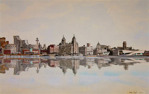 Liverpool Waterfront Drawing by Mike Paget