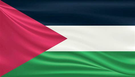 Palestinian flag state symbol isolated on a national flag background ...