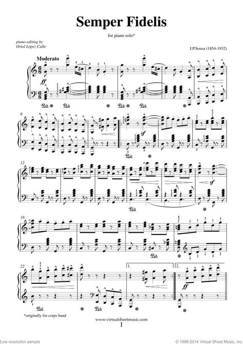 Semper Fidelis sheet music for piano solo (PDF-interactive) | Sheet music, Music, Piano sheet music