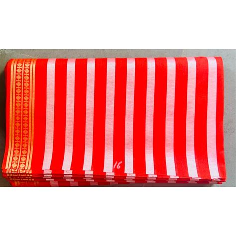 Red(base),Silver & Golden Unstitched Cotton Silver Line Border Blouses Pieces at Rs 50/meter in Pali