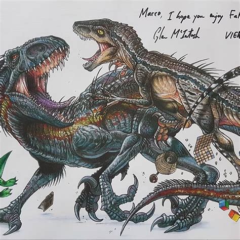 Jurassic World Fallen Kingdom art sketches by Glen McIntosh (Courtesy of @dammne & @m.appleo ...