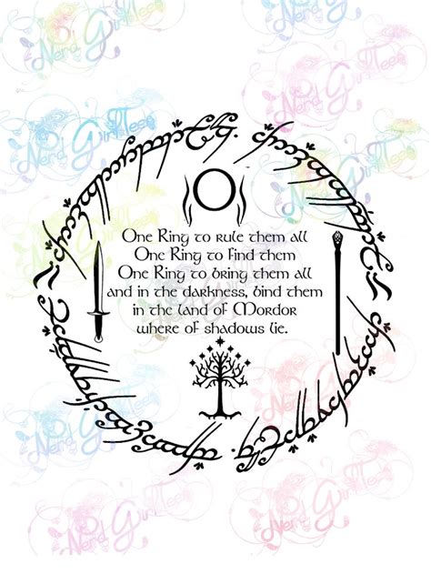 One Ring Inscription with Symbols - LOTR - Digital Print, SVG, PNG, JPG Files | Lotr, Digital ...