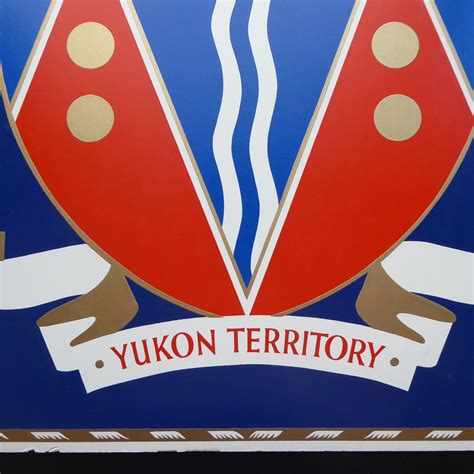 Vintage poster. Coat of arms of the Yukon Territory. Yukon territory. Canadian Heritage ...