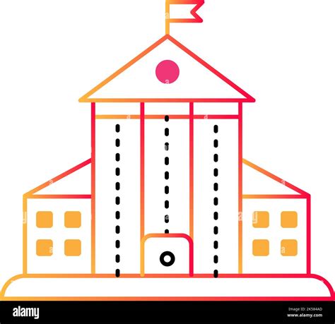 University building outline icon flat school house Stock Vector Image ...