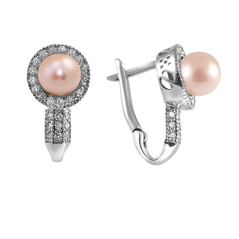 8mm pink pearl earrings on sale | Golden Flamingo