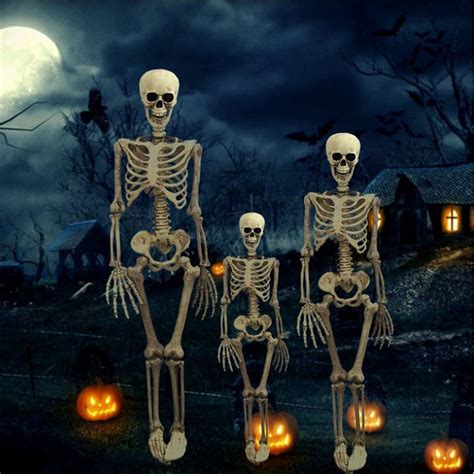 Halloween Prop Skeleton Full Size Skull Hand Lifelike Human Body ...