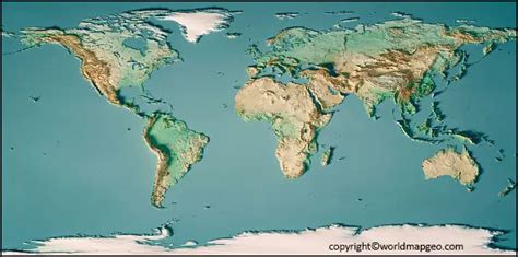 World Topographic Map 3D Colors in Labeled & Interactive