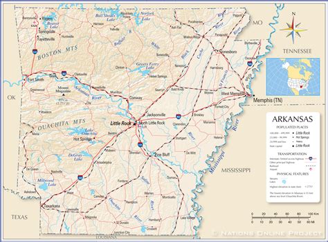 Map of the State of Arkansas, USA - Nations Online Project