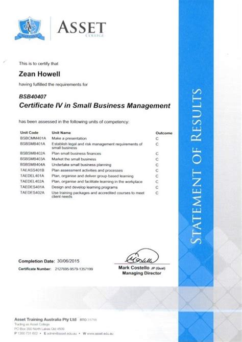 Certificate IV Small Business Management 1