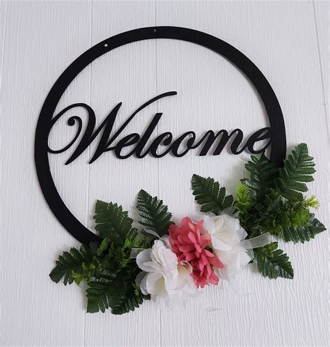 Welcome Sign With Metal Frame and Flower Decorations Welcome - Etsy UK