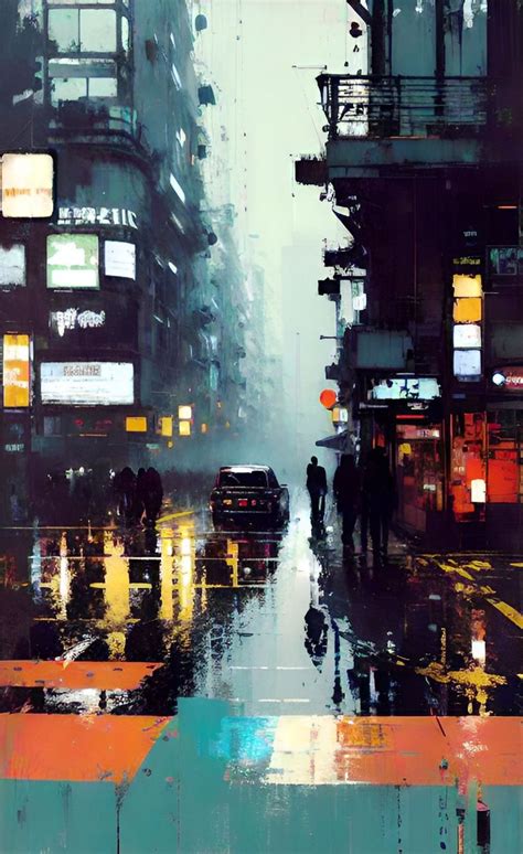 Rainy day | City painting, Cityscape art, Cityscape painting