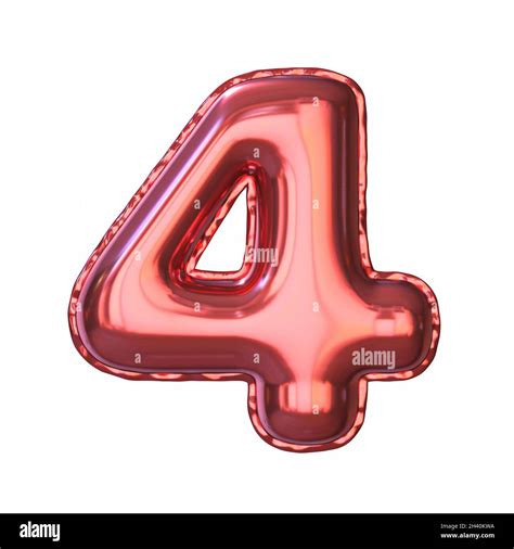 Red metallic balloon font Number 4 FOUR 3D Stock Photo - Alamy