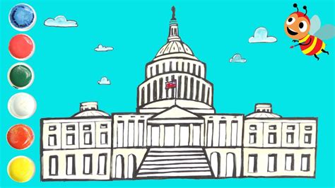 Easy Drawing for Kids | How to Draw and Paint the US Capitol Building ...