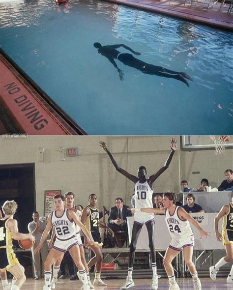 Former NBA player Manute Bol height 7’7 swimming in a pool in first pic ...