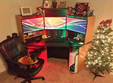 My Christmas themed setup. | Gamer room decor, Game room decor, Gamer room