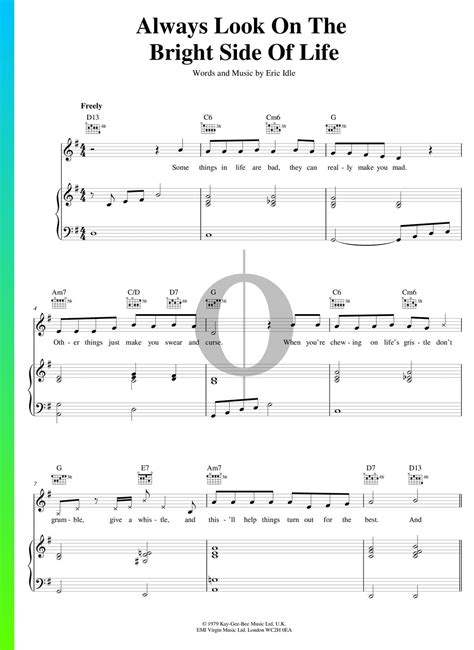 Always Look On The Bright Side Of Life Piano Sheet Music from Monty ...