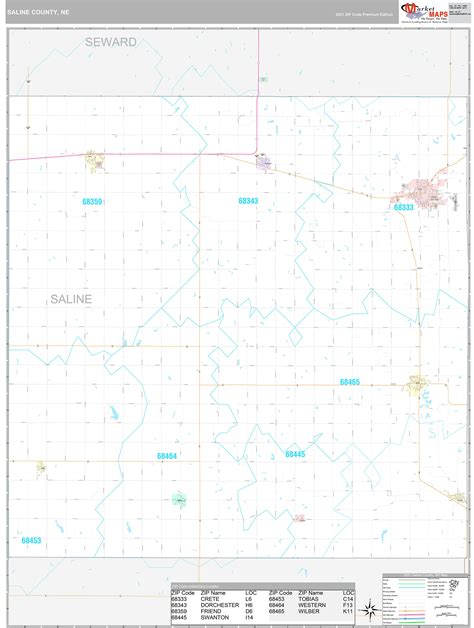 Saline County, NE Wall Map Premium Style by MarketMAPS