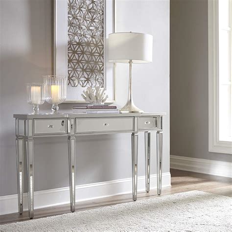 traditional mirrored console table glamorous design with drawers and crystal handles | Interior ...