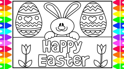 How to Draw the Easter Bunny for Kids 🐰🌈🌷 Easter Bunny Coloring Pages for Kids | HAPPY EASTER ...