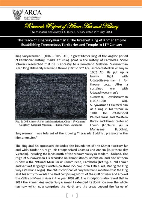 (PDF) The Trace of King Suryavarman I: The Greatest King of Khmer Empire Establishing Tremendous ...