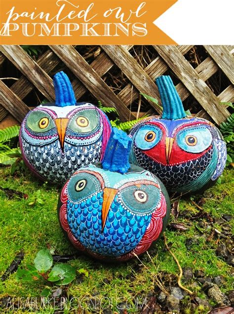 alisaburke: painted owl pumpkins