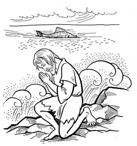 Jonah Praying to God after Being Swallowed by Whale in Jonah and the ...