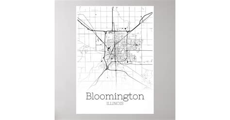 Bloomington Map - Illinois - City Map Poster | Zazzle