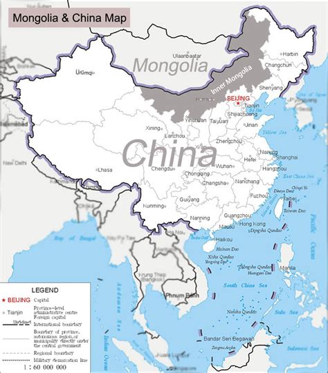 Mongolia and China Map: Location Map of Mongolia and China