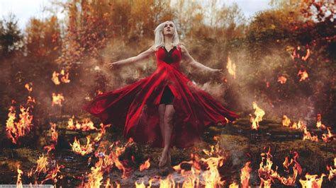 red Dress, Fire, Blonde Wallpapers HD / Desktop and Mobile Backgrounds