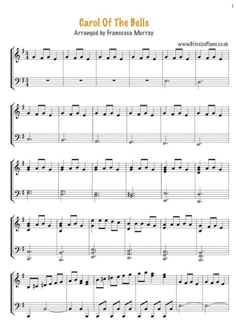 Carol Of The Bells – Sheet Music – Bitesize Piano