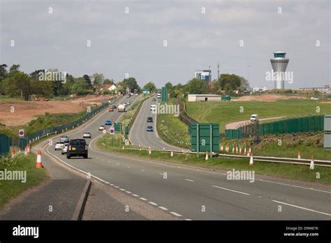 Coventry Road (A45) prior to being rerouted around Birmingham Airport's runway extension. Image ...