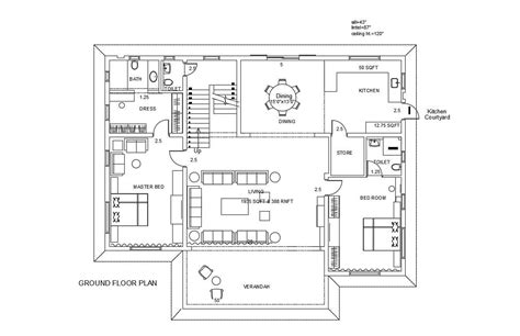 Bhk Bungalow Design Furniture Layout Autocad Drawing Plan Cadbull | My XXX Hot Girl