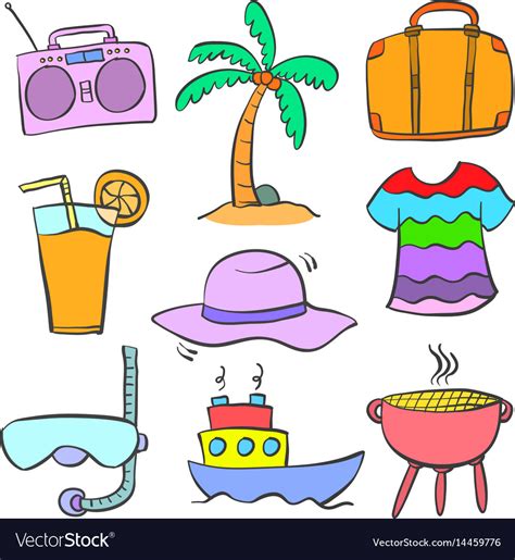 Doodle of cartoon object summer Royalty Free Vector Image