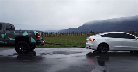 Tesla Model 3 Plays Tug of War With Chevy Duramax and Gets Its A* ...