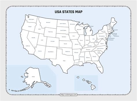 USA States Pdf Outline Map