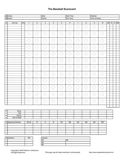 Baseball Scorecard ≡ Fill Out Printable PDF Forms Online