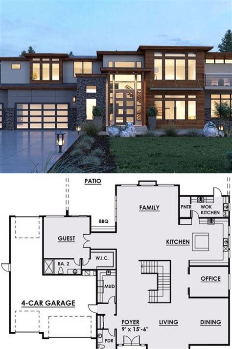 5-Bedroom Two-Story Contemporary-Style Home (Floor Plan) | Modern house floor plans, Big modern ...