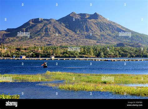 Indonesia, Bali, Danau Batur Lake and Gunung Batur Volcano Stock Photo ...