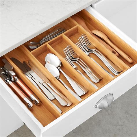 Bamboo Expandable Utensils Drawer Insert Organizer Cutlery Tray Kitchen ...