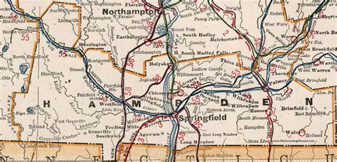 Hampden County, Massachusetts, 1901, Map, Cram, Springfield, Palmer, Brimfield, MA