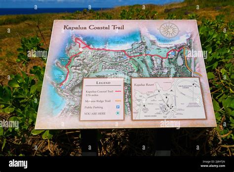 Map of the Kapalua Coastal Trail in the west of Maui island, Hawaii ...