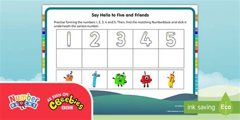 👉 Numberblocks 1-5 Cut and Stick Activity (teacher made)