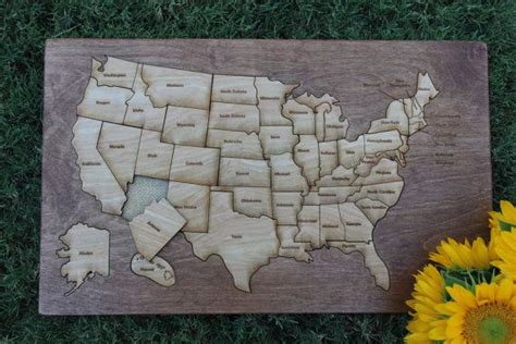 United States Wooden Map Puzzle - Etsy | Map puzzle, Wooden map, Map