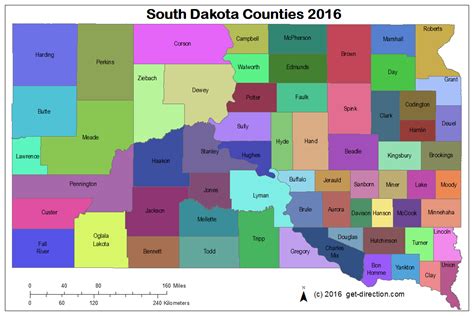 Map of South Dakota Counties