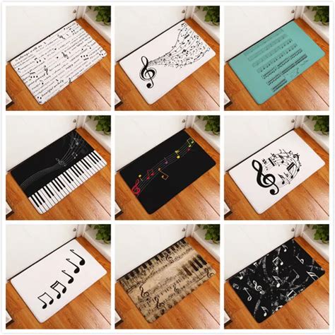 Piano Keyboard Music Note Carpet Memory Foam Rugs Flannel Carpet Rug Bathroom Doormat Clean Mat ...