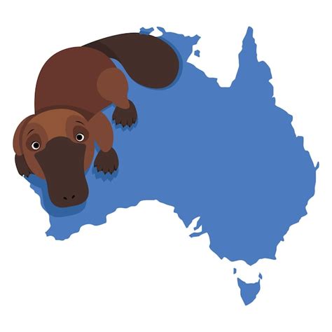 Premium Vector | Cute platypus with blue map of australia