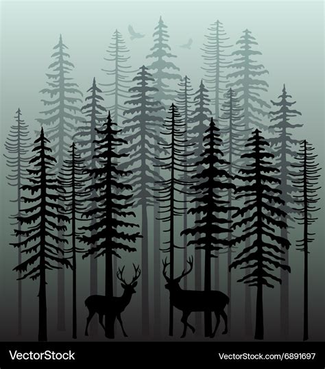 Winter forest with pine trees Royalty Free Vector Image