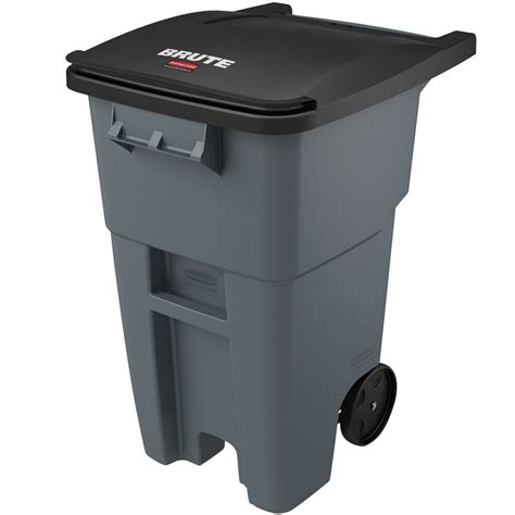 Rubbermaid FG9W2700 GRAY Brute 50 Gallon Gray Rollout Trash Container with Lid