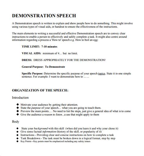 9+ Demonstration Speech Example Templates | Sample Templates